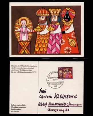 1972 Almanya Noel Yardım Kartı – Ersttagskarte