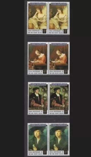 COOK ISLANDS 1990 TABLOLAR PENNY BLACK İLK POSTA PULU DAMGASIZ MNH 2’Lİ TAM SET