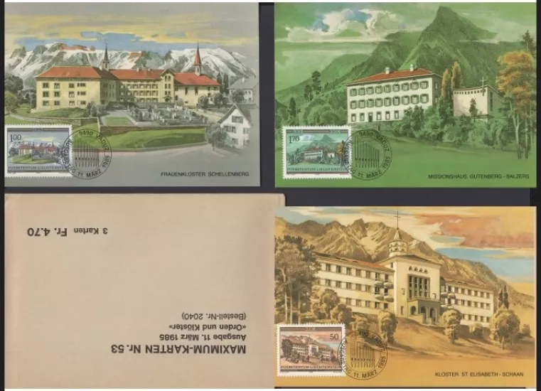 1985 LIECHTENSTEIN MAXIMUM CARD TAM SET, MAXİ KART
