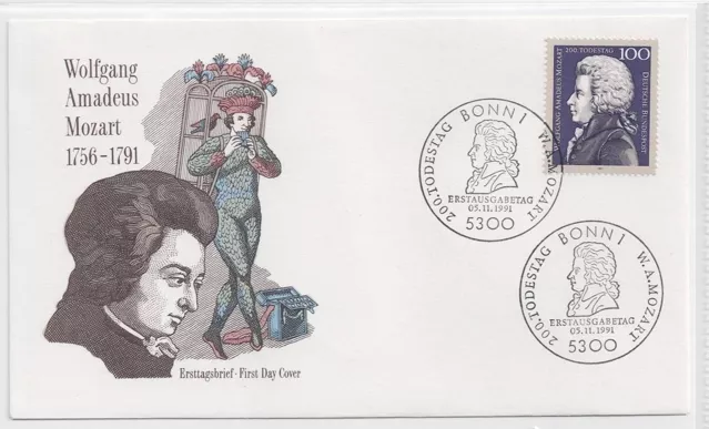 Almanya 1991 Wolfgang Amadeus Mozart’ın 200. ölüm yıldönümü FDC