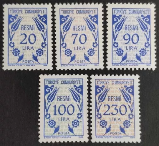Türkiye 1984 Resmi Posta Pulları, Mnh Damgasız Tam Seri