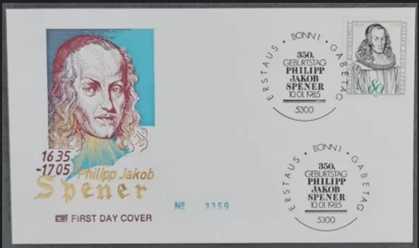 Almanya 1985 Philipp Jakob Spener’in 350. doğum günü FDC, Bonn