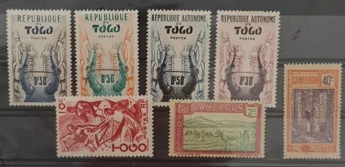 Fransız Sömürge Dönemi Togo & Kamerun Posta Pulları Lotu, Mnh Damgasız