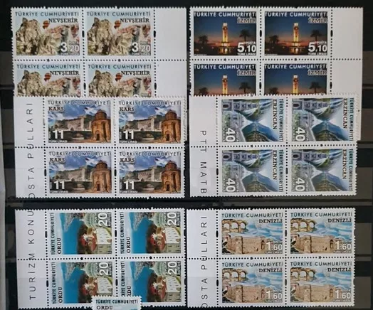 2016 TURİZM KONULU SÜREKLİ POSTA PULLARI 4’LÜ BLOK MNH