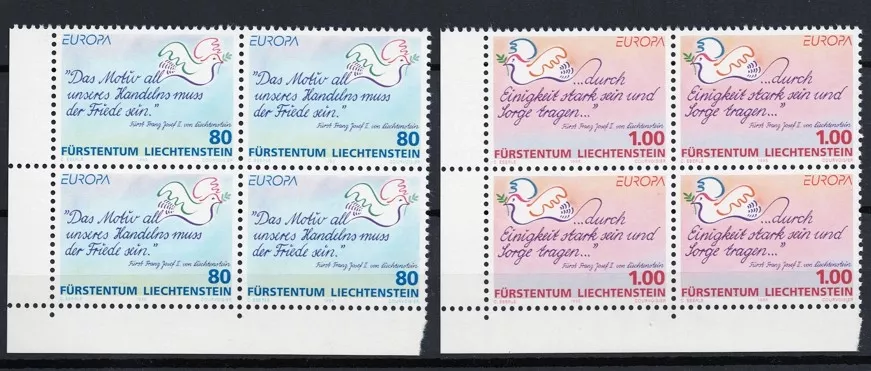 1995 EUROPA CEPT Liechtenstein, Barış ve Özgürlük 4’lü Köşe Blok