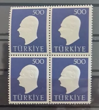TÜRKİYE 1959 KABARTMA ATATÜRK HATIRA PULU 4’LÜ MNH BLOK