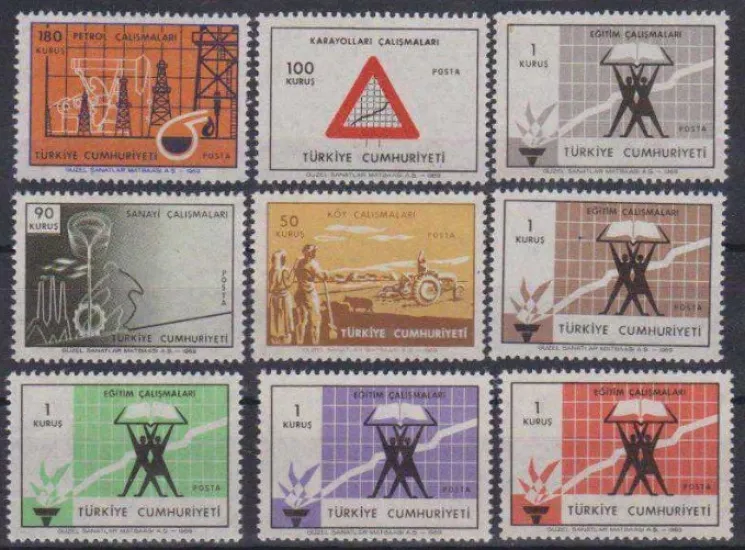 1969 KALKINAN TÜRKİYE KONULU SÜREKLİ SERİ MNH