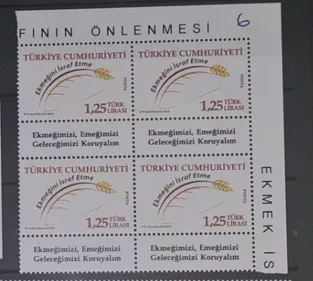 2015 EKMEK İSRAFININ ÖNLENMESİ 4’lü KÖŞE BLOK MNH