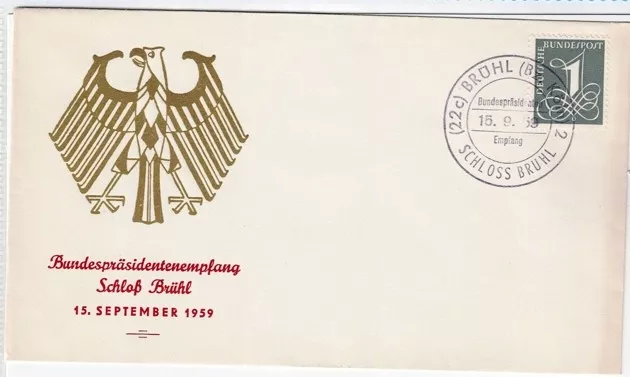 1959 Brühl Sarayı – Federal Başkan Resepsiyonu İlk Gün Zarfı