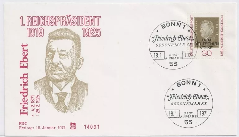 Almanya 19571 Friedrick Ebert FDC
