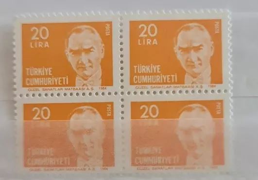 TÜRKİYE 1984 ATATÜRK PORTRELİ SÜREKLİ POSTA PULU 4 BLOK, MNH DAMGASIZ
