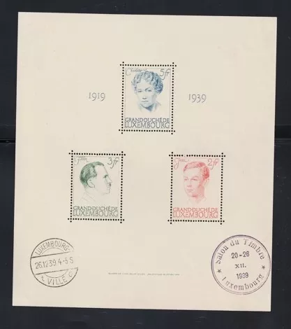 1939 Lüksemburg – Salon du Timbre Anma Bloğu MNH