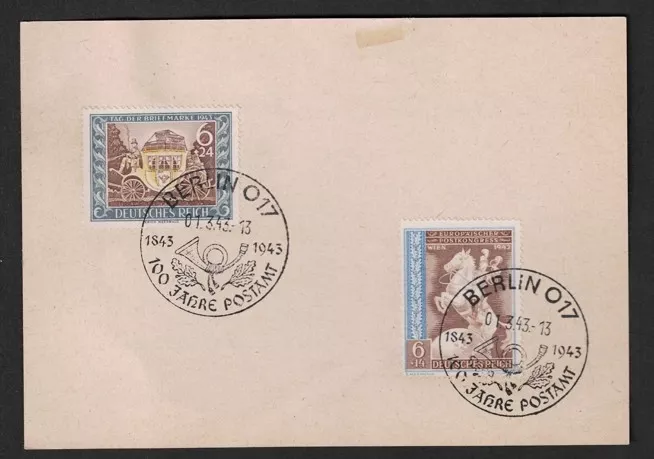 Deutsches Reich 1943 Berlin O17 Postanesinin 100. Yılı Damgası