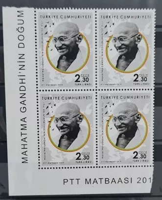 2019 MAHATMA GANDHİ’NİN DOĞUMUNUN 150.YILI 4’LÜ BLOK MNH