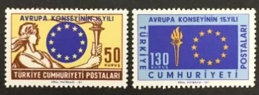 TÜRKİYE 1964 AVRUPA KONSEYİ’NİN 15.YILI MNH SERİ