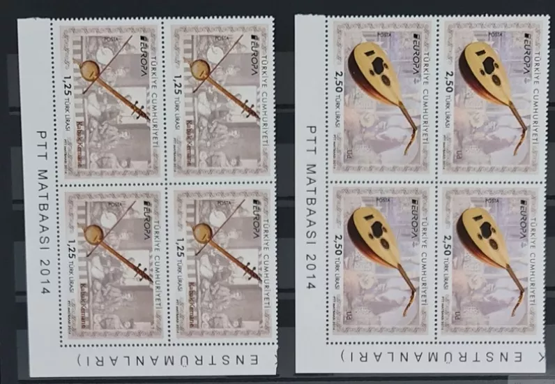 2014 EUROPA CEPT AVRUPA ULUSAL, MÜZİK ENSTRÜMANLARI 4’LÜ KÖŞE BLOK MNH