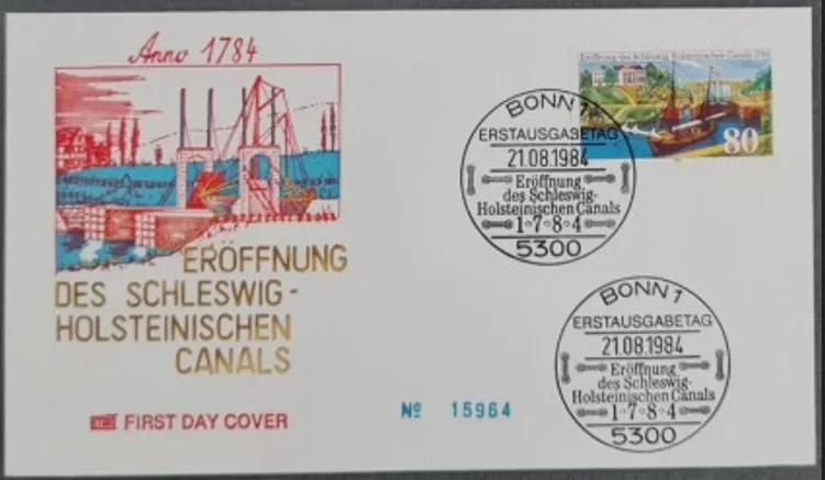 Almanya 1984 Schleswig-Holstein Kanalı’nın açılışı FDC, Bonn