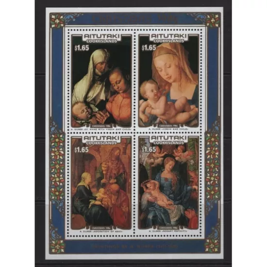 AITUTAKI 1986 TABLOLAR NOEL, ALBRECHT DÜRER DAMGASIZ MNH BLOK