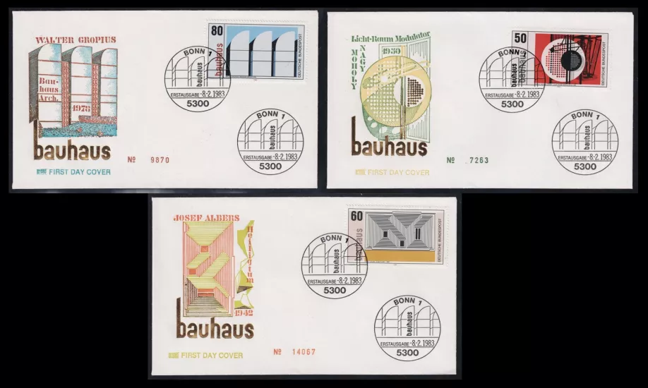Almanya 1983 Bauhaus Moholy-Nagy Josef Albers FDC, Bonn 