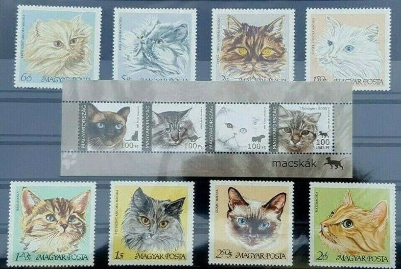 MACARİSTAN KEDİLER TEMATİK PUL SETİ