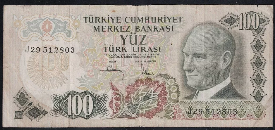 6.Emisyon 2.Tertip 100 Lira,. J29 TEMİZ