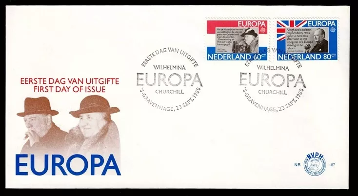 Hollanda Europa 1980 İlk Gün Zarfı – Wilhelmina & Churchill