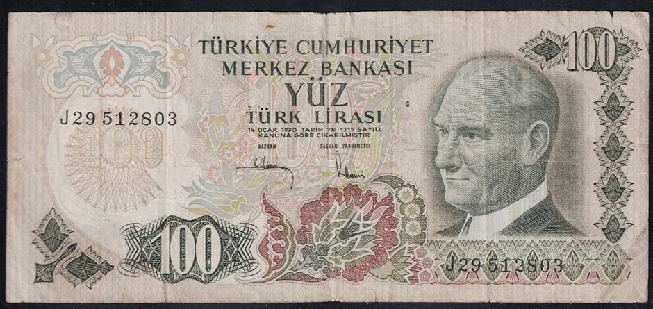 6.Emisyon 2.Tertip 100 Lira,. J29 TEMİZ
