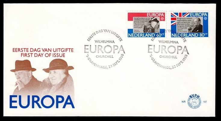 Hollanda Europa 1980 İlk Gün Zarfı – Wilhelmina & Churchill